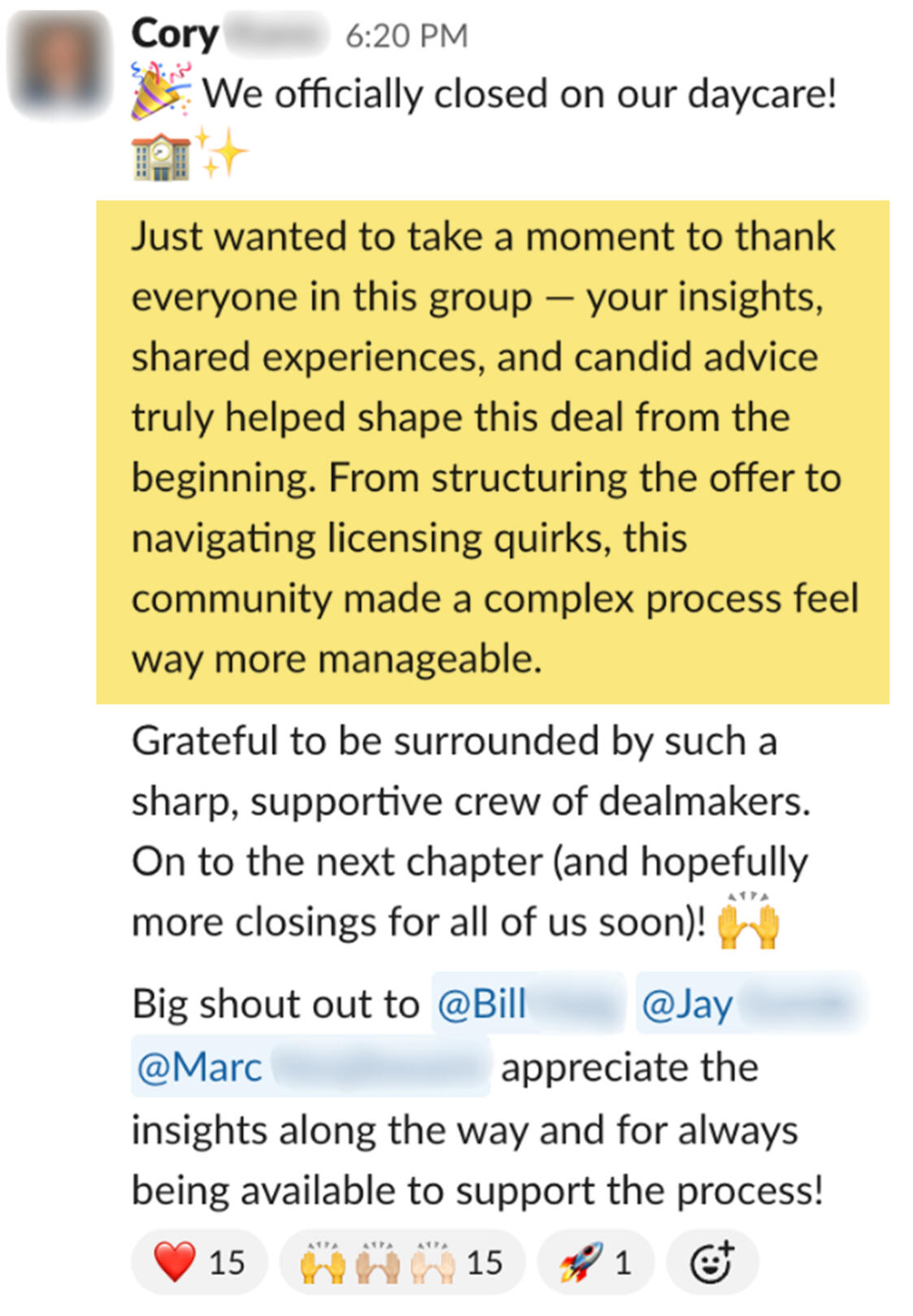 Cory testimonial